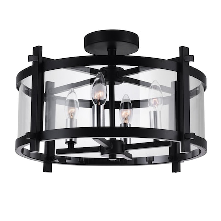 Cwi Lighting Miette 4 Light Cage Flush Mount With Black Finish 9827C18-4-101